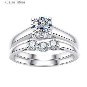 Cluster Ringen Lesf 1 Karaat Ronde Moissanite Diamond Wedding Ring Voor Vrouwen Engagement Gift Trendy Sieraden Gratis Verzending L240315