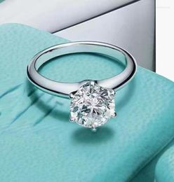 Clusterringen Lesf 2 Moissanite Diamond Ring 925 Silver Engagement Classic Round Round Women39S Wedding Gift3748123