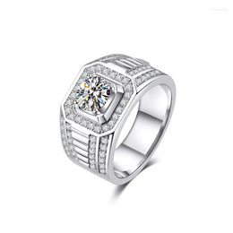 Bagues en grappe LESF 925 argent Sterling placage couleur platine pleine 1 bague en diamant Moissanite hommes bijoux de mariage