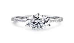 Anillos de clúster Lesf Luxury 4 CT Solitare Engagement Redonde Round Cut 6 Prong Sona Diamond 925 Sterling Silver Ring para Women6870731