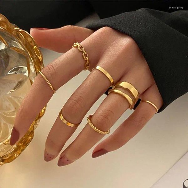 Anillos de racimo LETAPI Boho Retro Geometría Knuckle Joint Set para mujeres Elegante Color Oro Cross Wave Hollow Finger Ring Charm Jewelry