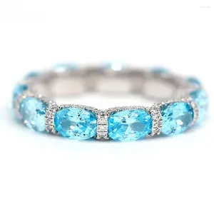 Cluster ringen licht luxe 925 puur zilveren saffier ruby ​​jade hoge koolstof diamant edelsteen bruiloft ring sieraden