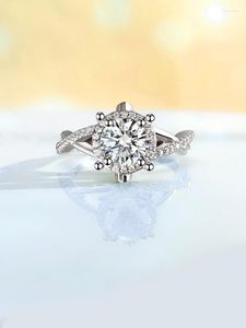 Clusterringen Lichte luxe 925 zilveren kunstwitte diamanten ringset met diamanten met een hoog koolstofgehalte Veelzijdig cadeau voor vrienden