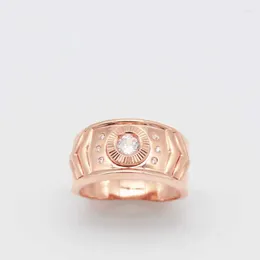 Anillos de clúster Light Luxury Classic 585 Purple Gold Colle de 14k Rose Fashion Wedding Mens Crystal Joyería ajustable