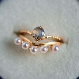 Cluster Ringen Licht Luxe In Vintage Hof Stijl Parel Voor Vrouwen Vrouwelijke Kristal Zoete Overlay Engagement Zilveren Sieraden