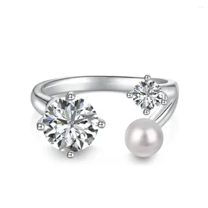 Cluster ringen lichte luxe S925 Sterling Silver Pearl Zirkon damesringset gepersonaliseerd ontwerp modieus en veelzijdig voor vrouwen