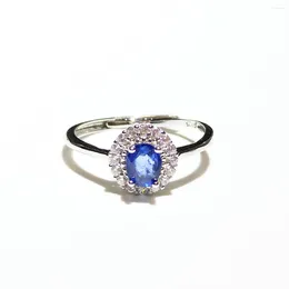 Anillos de racimo lii ji 925 sterling silver gemstone sapphire anillo abertura reevantable de la piedra de biotreño de la boda de la boda