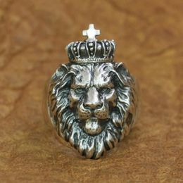 Cluster Ringen LINSION 925 Sterling Zilveren Lion King Ring Mens Biker Punk Animal TA190 Amerikaanse maat 7-15304t