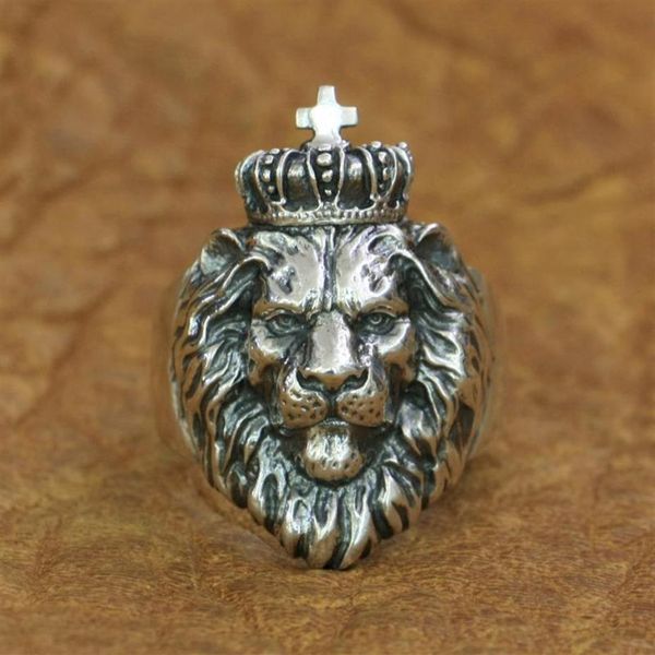 Anillos de racimo Linsion 925 Sterling Silver Lion King Ring Mens Biker Punk Animal TA190 Tamaño de EE. UU. 7-15255d