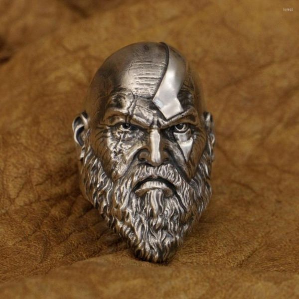 Cluster Anneaux Linsion 925 STERLING Silver God of War Kratos Ring Mens Biker Punk TA313 US SIZE 7-16