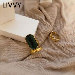 Clusterringen LIVVY Antiek Zilver Kleur Onregelmatig Drop Glazuur Goud Voor Vrouwen Elegante Partij Sieraden 2024 Trend