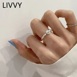 Кольца кластера LIVVY, элегантные жемчужные бусины, камень, эластичная улыбка для женщин, модные разноцветные бусы, регулируемый размер, высококачественные ювелирные изделия, подарки