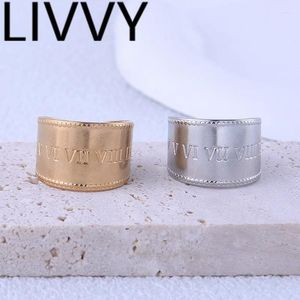 Cluster anneaux Livvy Silver Color personnalité punk ouverte de modèle ajusté anneau de motif de motif simple pour les hommes de fête des femmes accessoires