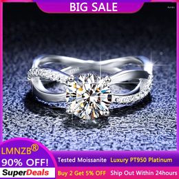 Bagues de cluster LMNZB Femmes Luxe PT950 Platine Réel 1 D Couleur Diamant Moissanite Bande De Mariage Fine Bijoux Accessoires