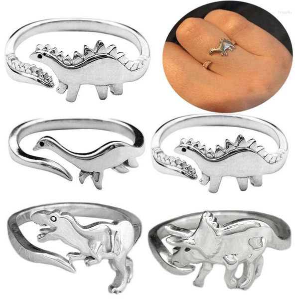 Anillos de racimo de cuello largo Dinosaurio STEGOSAURUS Joyas de dragón Lindo Animal ABIERTO ABIERTA ABIERTA PARA Mujer regalo