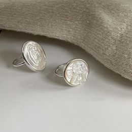 Clusterringen Louleur Design 925 Sterling Silver Ring Shell Angel Baby For Women 2023Trend Sieraden Mode geopend