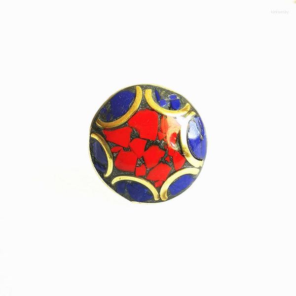 Bagues de cluster Belle bague de fleur en métal pour dame Népal Bijoux à la main Cuivre Inlay Coloré Stone Party R198