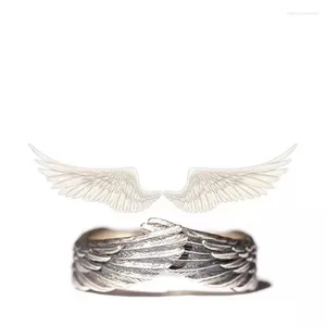 Bagues de cluster Bague d'amoureux Simple Angel Wing Punk Double Open Guardian Girl Bijoux Accessoires Cadeau de la Saint-Valentin