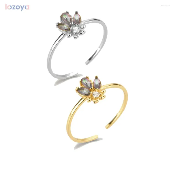 Cluster Anneaux Lozoya 925 Bijoux en argent sterling pour les abeilles de mariage Anneaux réglables Femmes Slim Finger Animal Light Party