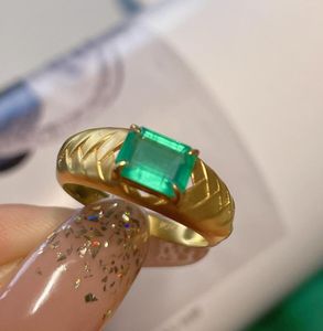 Cluster Ringen LR Emerald Ring Puur 18K Gouden Sieraden Natuur Groen 1ct Edelstenen Diamanten Vrouwelijke Voor Vrouwen Fijn