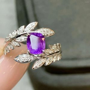 Bagues de cluster LR2024 Guild Purple Sapphire Ring 1.12ct Real 18K Or Naturel Gemstone Diamants Pierre Femme