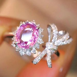Clusterringen LR2024 N12658 massief 18K goud natuurlijke roze saffier 1,11 ct Padparadscha edelstenen diamanten stenen vrouwelijke fijne sieraden