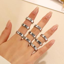 Clusterringen Gelukkig nummer voor vrouwen 111 tot 999 eenvoudige vintage punkring open verstelbare vingerpaar brede rand neutrale sieraden