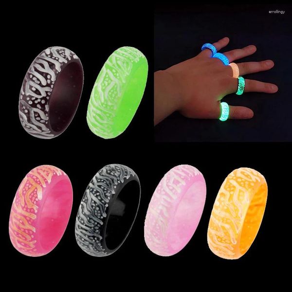 Anillos de racimo Luminoso Leopardo Estampado Resina Grieta Resplandor en la noche Moda Anillo de dedo Joyería de fiesta para hombres Mujeres Tamaño 7-11