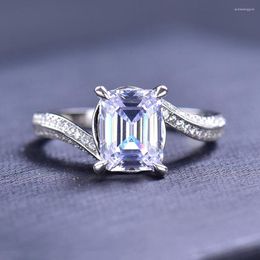 Clusterringen Luomansi 6x8mm D 2CT Emerald Chermorite Ring met GRA -certificaat - S925 Sterling Silver Sieraden Wedding Party Gift