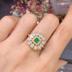 Clusterringen Luxe smaragdgroene ring te koop Natuurlijk en echt 925 sterling zilver Fijne sieraden van topkwaliteit