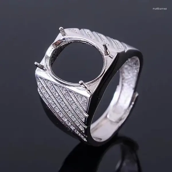 Bagues de cluster Bague en argent sterling de luxe pour homme 925 Base Gemstone Inlay Mode Bijoux Réglage DIY