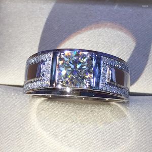 Cluster Rings Luxe 1 Ronde Solid 18K AU750 Wit Gold Man Ring DVVS Moissanite Diamonds Wedding Party Betrokkenheid Anvenary