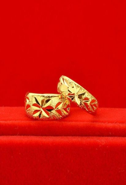 Bagues de cluster Luxe 24K Or Jaune Gypsophile En Forme Pour Couple Femmes Hommes Mariage Fiançailles Fine Match Bague Bijoux Cadeau 8563999