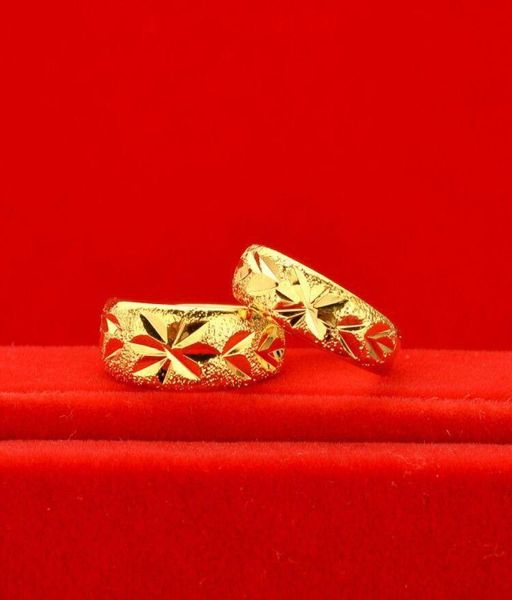 Bagues de cluster Luxe 24K Or Jaune Gypsophile En Forme Pour Couple Femmes Hommes Mariage Fiançailles Fine Match Bague Bijoux Cadeau1662793