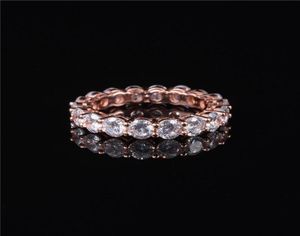 Cluster anneaux luxe 925 argent 18 km rose gold setting pave Full Eternity Band Engagement mariage Diamond Platinum Ring Jewelry4194785