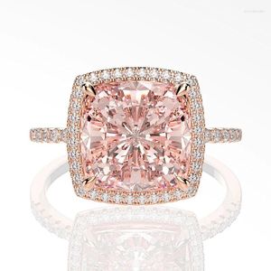 Cluster anneaux Luxury 925 argent sterling créé Moissanite Morganite Gemstone Wedding Engagement Ring Fine Jewelry Wholesale