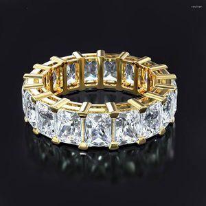 Anillos de racimo de lujo 925 plata esterlina 14k oro simulado diamante piedra preciosa boda compromiso mujeres para joyería al por mayor