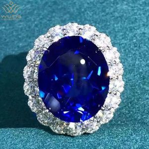 Clusterringen Luxe 925 Sterling Silver 3ex Oval 15 CT VVS Sapphire Gemaakt Moissanite Wedding Betrokkenheid Aangepaste Ring Fine JewelryClust