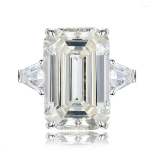 Cluster Anneaux Luxury 925 STERLING GOL COLOR EMERALD CUT 30CT LAB SAPPHIRE COCKTAIRE GEM STAIL