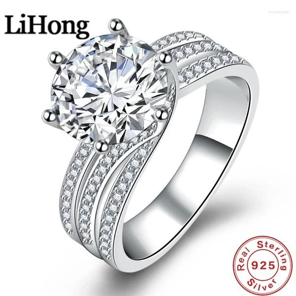 Bagues de cluster Luxe 925 Bague en argent sterling AAA Cubique Zircone Cristal pour une fête de fiançailles pour femme Bijoux Cadeau