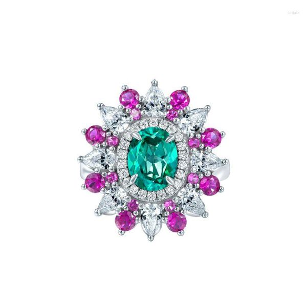 Bagues de cluster Luxe 925 Sterling Silver Clip Multi Couleur Zircone Cubique Paraiba Tourmaline Pierres Précieuses Pour Femmes Fine Bijoux