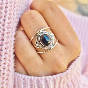 Clusterringen Luxe zwarte stenen ring zirkoon bruiloft voor vrouwen vrouwelijk feest sieraden mode accessoires geschenken groothandel