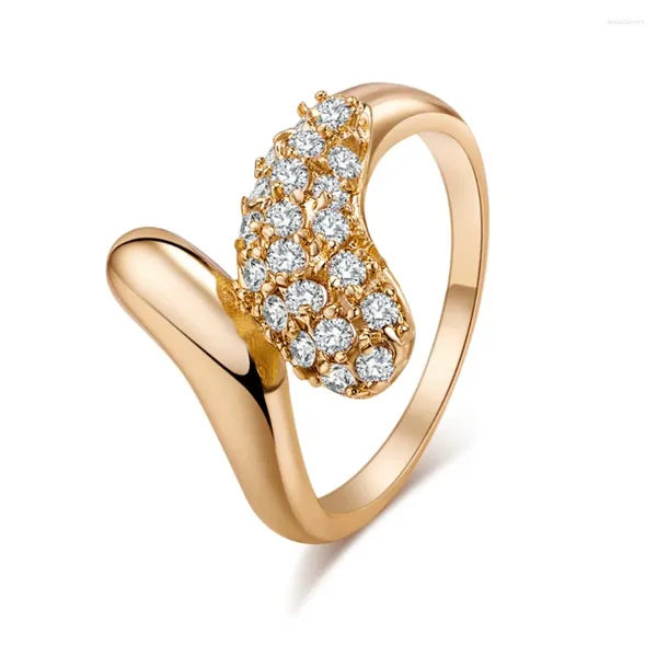 Anillos de racimo de lujo clásico Micro Pave Cubic Zirconia para siempre boda para las mujeres Cruz Color Oro Joyería Gota