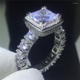 Cluster Ringen Luxe Hof Stijl Engagement Wedding Band Voor Vrouwen Mannen Zirkoon Cz Wit Goud Gevuld 925 Zilveren Ring bruids Sieraden