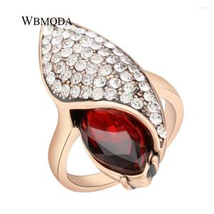 Cluster anneaux de luxe en cristal pour les femmes couleurs anciennes bijoux vintage or cadeau d'amour rouge