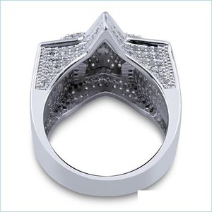 Bagues de cluster Bijoux de créateurs de luxe Bagues pour hommes Or Sier Hip Hop Bague de fiançailles de mariage Glacé Bling Diamond Championsh Yydhhome Dhihu