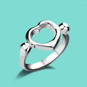 Cluster ringen luxe mode 925 sterling zilveren ring angst voor vrouwen holle hart vinger straatstijl minimalistische ontspannen sieraden