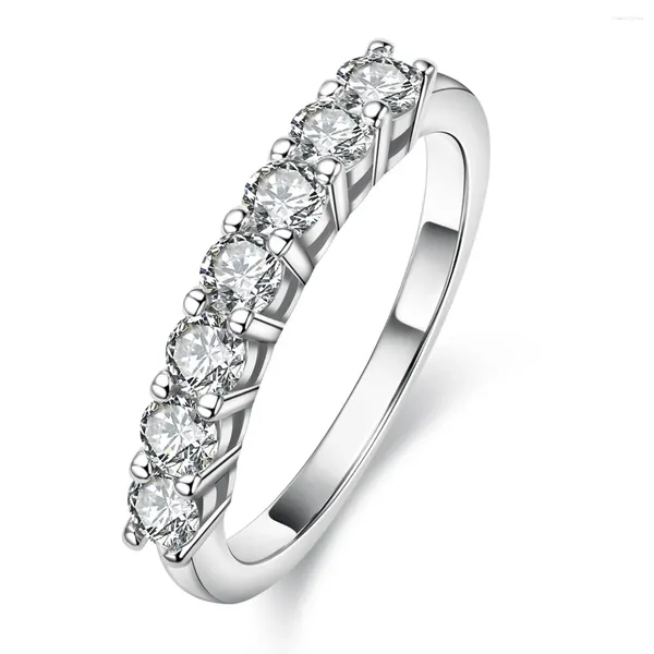 Cluster anneaux de luxe mode haut de gamme S925 Sterling Silver Platinum D Couleur Full Moisanite Diamond Diamond Sept Star Row Row For Women Gift