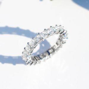 Anillos de racimo de lujo femenino corazón redondo cuadrado circón anillo color plata amor compromiso vintage piedra boda para mujeres