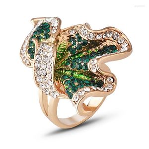 Cluster ringen luxe goudkleur kristal voor vrouwen prachtige vintage sexy paar verlovingsbruiling esthetische sieraden accessoires